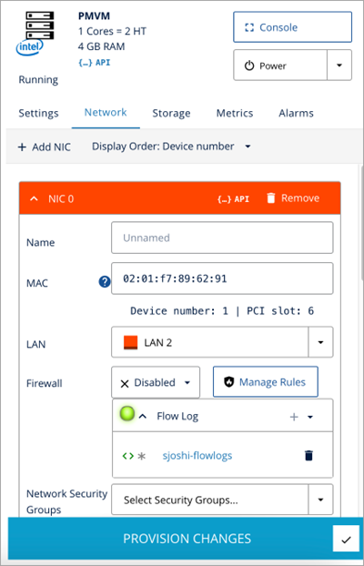 Screenshot of the Provision Changes button in IONOS Cloud