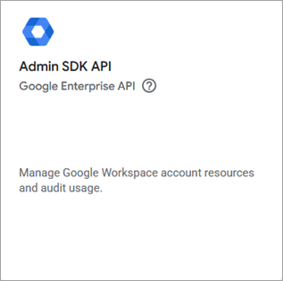 Screenshot of the Admin SDK API widget in Google Cloud