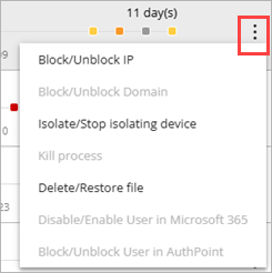 Screenshot of the options menu for a user in ThreatSync.