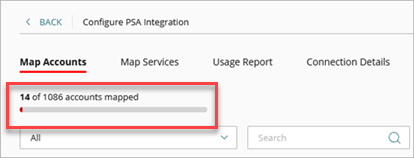 Screen shot of the PSA Integration Map Accounts progress bar