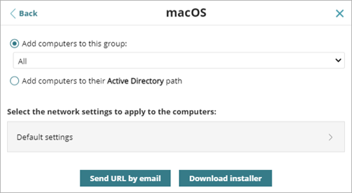 Screen shot of WatchGuard Endpoint Security, download installer for macOS 