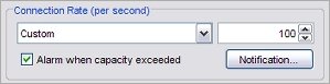 Policy configuration, advanced tab, connection rate