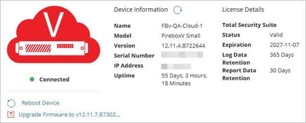 Screenshot of the WatchGuard Cloud Device Settings, Information section
