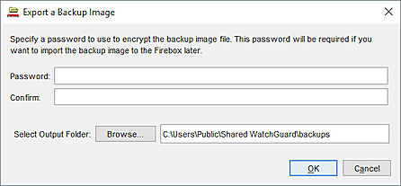 Captura de pantalla del cuadro de diálogo Exportar una Imagen de Copia de Seguridad