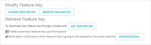 Captura de pantalla de la página Resumen de llave de licencias