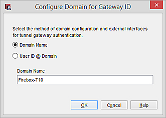 Captura de pantalla del cuadro de diálogo Configurar dominio para ID de la puerta de enlace