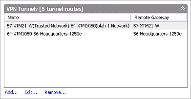 Captura de pantalla de la página Túneles VPN