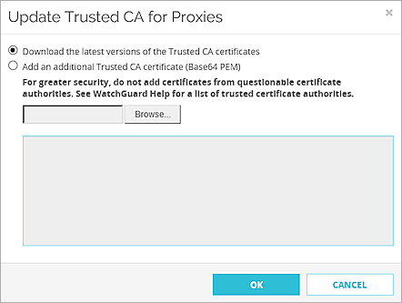 Captura de pantalla de la página Actualizar CA de Confianza