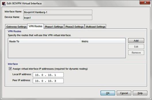 Captura de pantalla de la pestaña Rutas VPN de BovpnVif.Hamburg.1