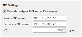 Captura de pantalla de las Configuraciones de DNS de Conmutación por Error de Módem