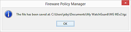 Captura de pantalla del cuadro de diálogo Fireware Policy Manager