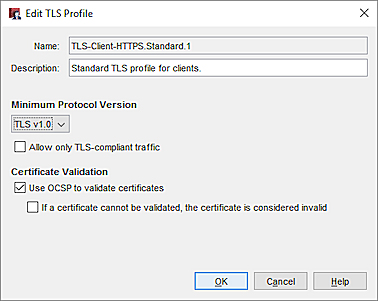 Captura de pantalla del cuadro de diálogo Clonar Perfil TLS