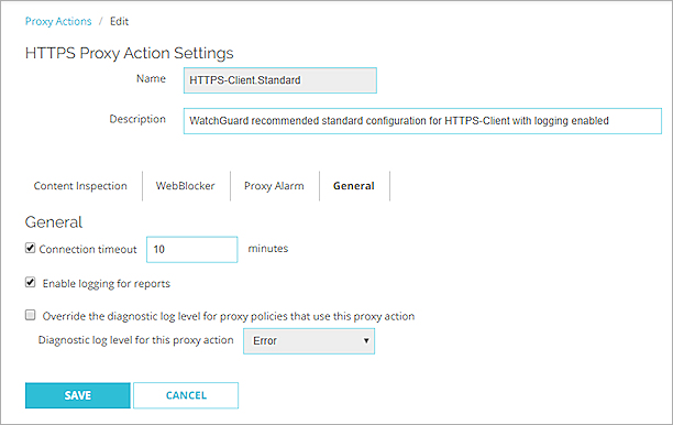 Captura de pantalla de Cliente HTTPS, Configuración General 