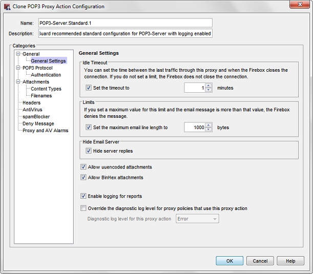 Captura de pantalla del cuadro de diálogo Clonar configuración de acción de proxy
