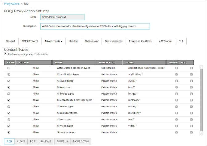 Captura de pantalla de la configuración de Tipos de Contenido