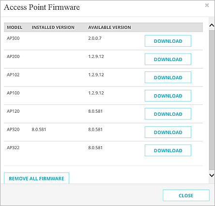 Captura de pantalla de la página Firmware de Punto de Acceso