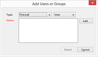 Captura de pantalla del cuadro de diálogo Agregar usuarios o grupos autorizados