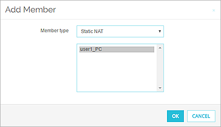 Captura de pantalla del cuadro de diálogo miembro de política
