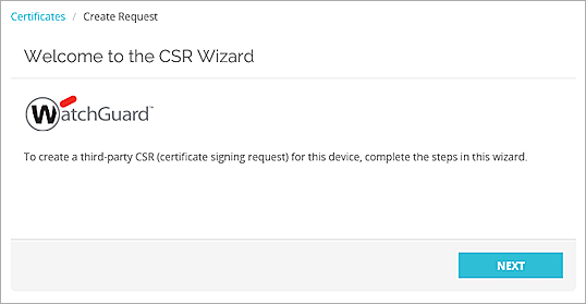 Captura de pantalla del CSR Wizard - Página Introducción
