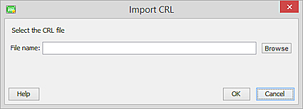 captura de pantalla de la página de la pestaña Importar una CRL