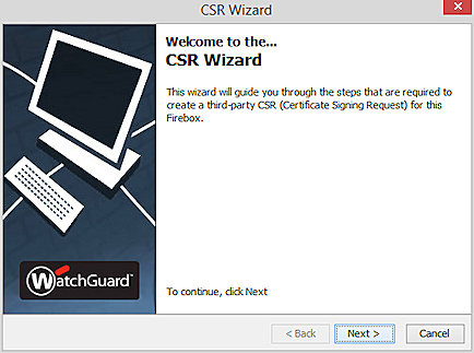 Captura de pantalla del CSR Wizard - Página Introducción