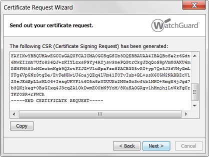captura de pantalla del Certificate Request Wizard concluido