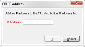 Captura de pantalla del cuadro de diálogo Dirección IP de la CRL