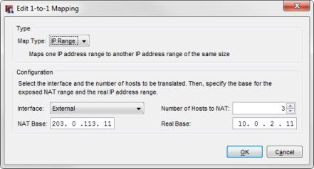 Captura de pantalla del cuadro de diálogo Editar Mapeo 1-to-1 con ajustes configurados para este ejemplo