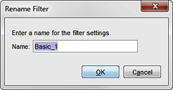 Captura de pantalla del cuadro de diálogo Cambiar el nombre del filtro