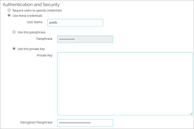 Captura de pantalla de la opción de llave privada