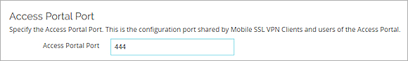 Captura de pantalla de los ajustes del Puerto de Access Portal