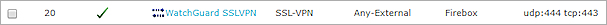 Captura de pantalla de la política SSL-VPN 