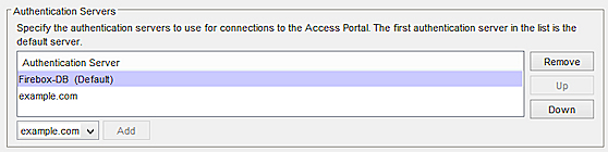 Captura de pantalla de los ajustes del servidor de autenticación