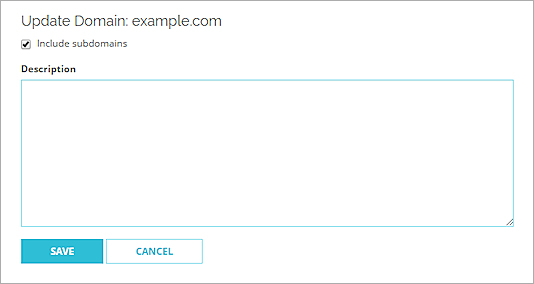 Captura de pantalla de la página Actualizar Dominio
