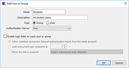 Captura de pantalla del cuadro de diálogo Definir nuevo usuario o grupo autorizado