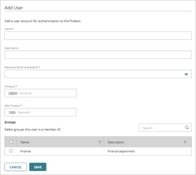 Screen shot of the Add User page