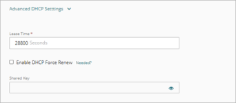 Screen shot of the Advanced DHCP settings