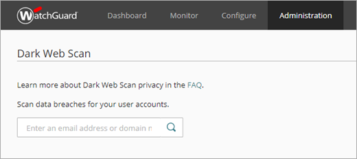 Cuadro de búsqueda de Análisis de Dark Web