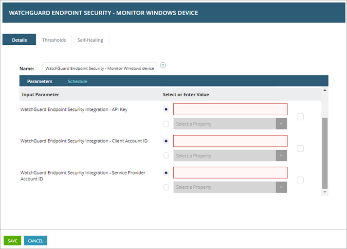 Screen shot of N-Central, WatchGuard Endpoint Security – Monitor Windows device