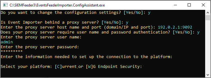 Screen shot of Proxy settings