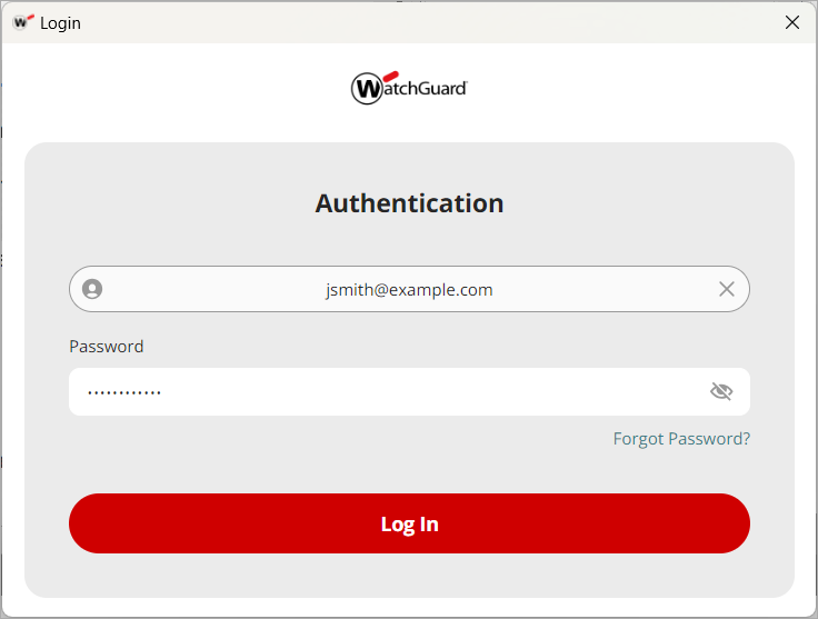 Screenshot of the login page for the WatchGuard Connection Manager.