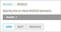 Página de lista de dominios RADIUS