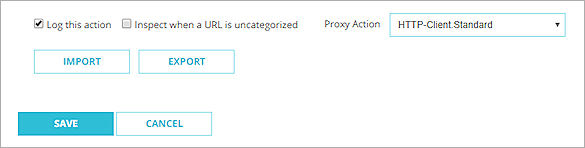 Screen shot of WebBlocker import/export settings in Fireware Web UI