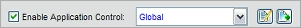 Screen shot of the Enable Application Control settings in the Policy Properties dialog box