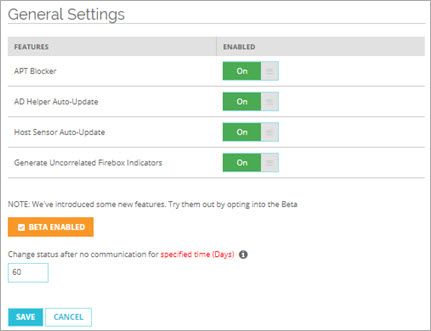 Screen shot of the General Settings page with an optional feature enabled