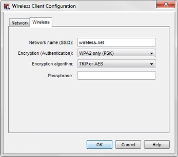 Configuración de Cliente inalámbrico, pestaña Inalámbrico