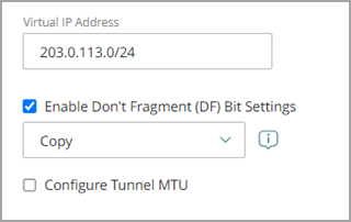 Screenshot of the Don't Fragment (DF) Bit Settings UI.