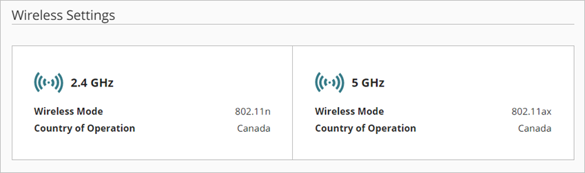 Screen shot of the Wireless Settings section in a device configuration in WatchGuard Cloud