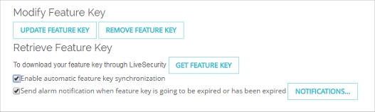 Screen shot of the Feature Key Summary page