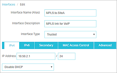 Screen shot of the interface settings